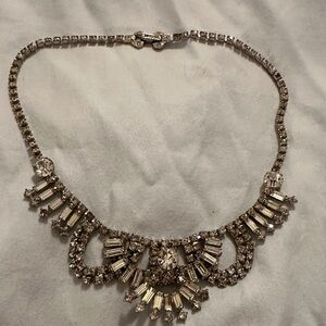 Elegant Antique Silver Crystal Necklace